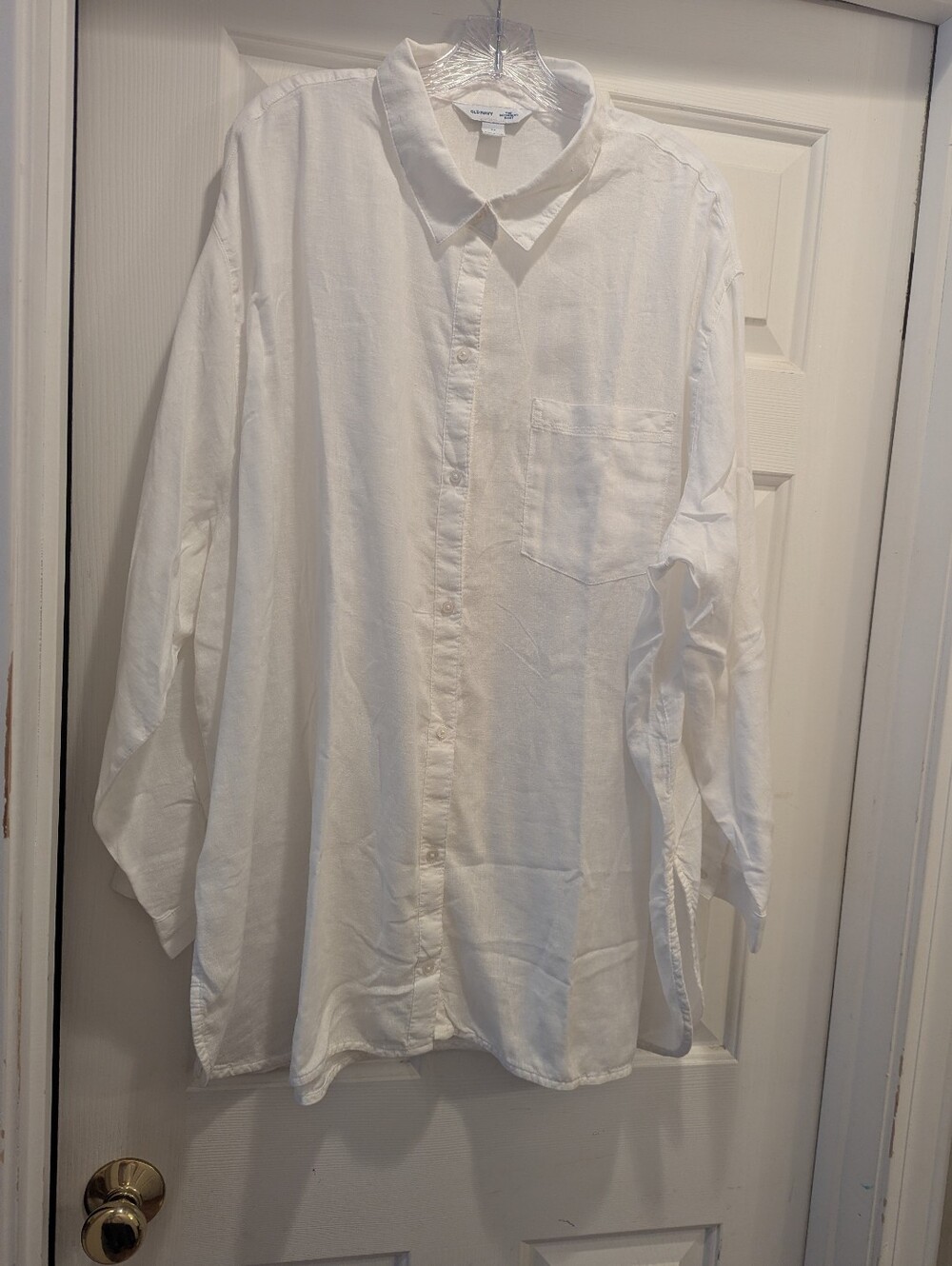 Old Navy Women's White Linen Blend Oversized "The Boyfriend Shirt" Sz 3X *NWOT